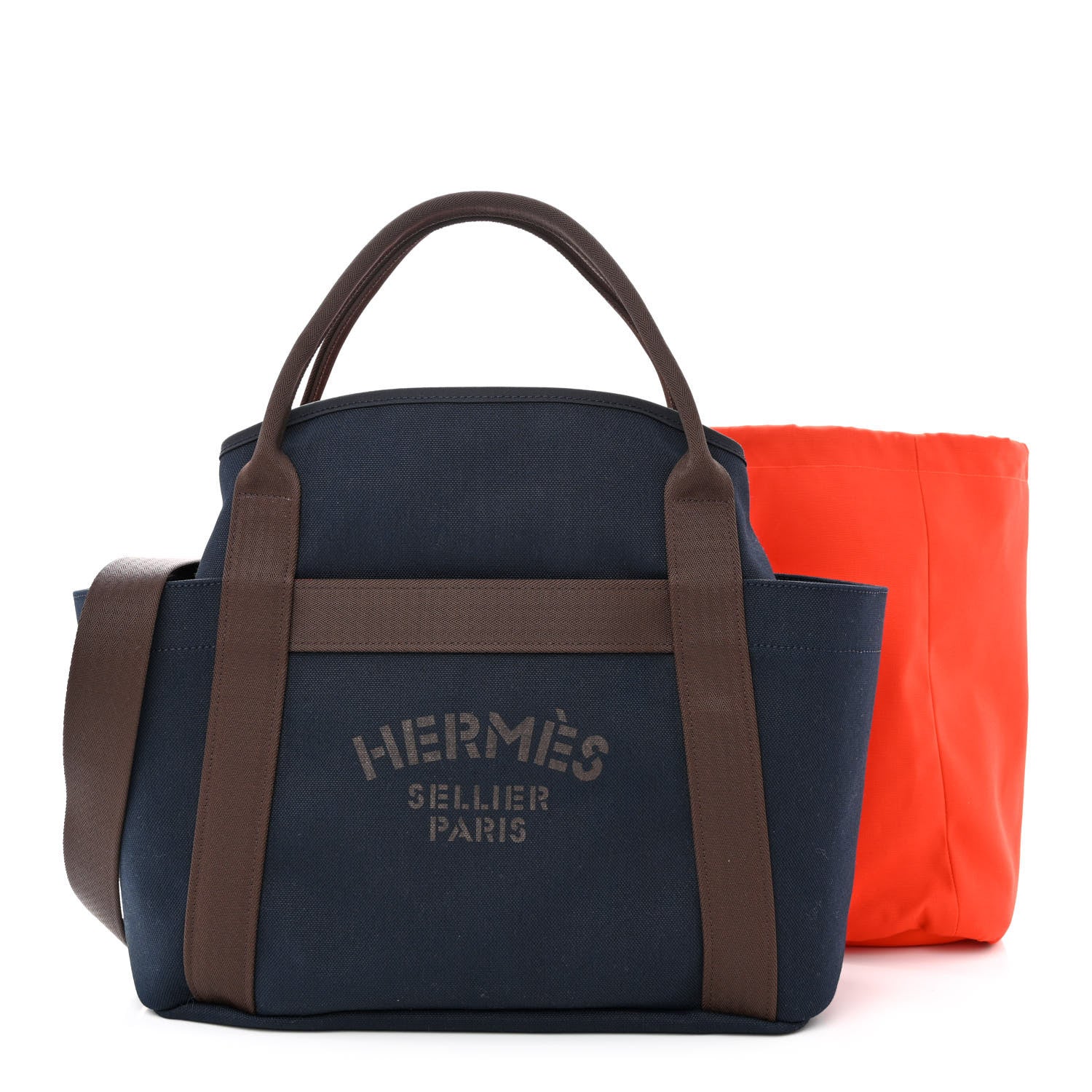 Hermes Toile Sac De Pansage Groom Bleu Navy Feu 1 of 13