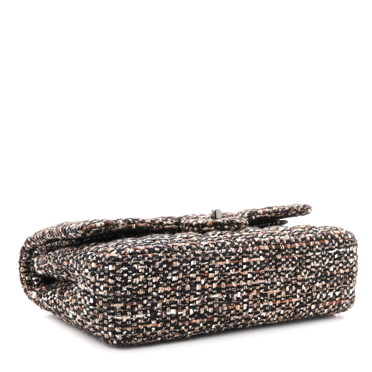 Tweed Quilted Medium Double Flap Brown