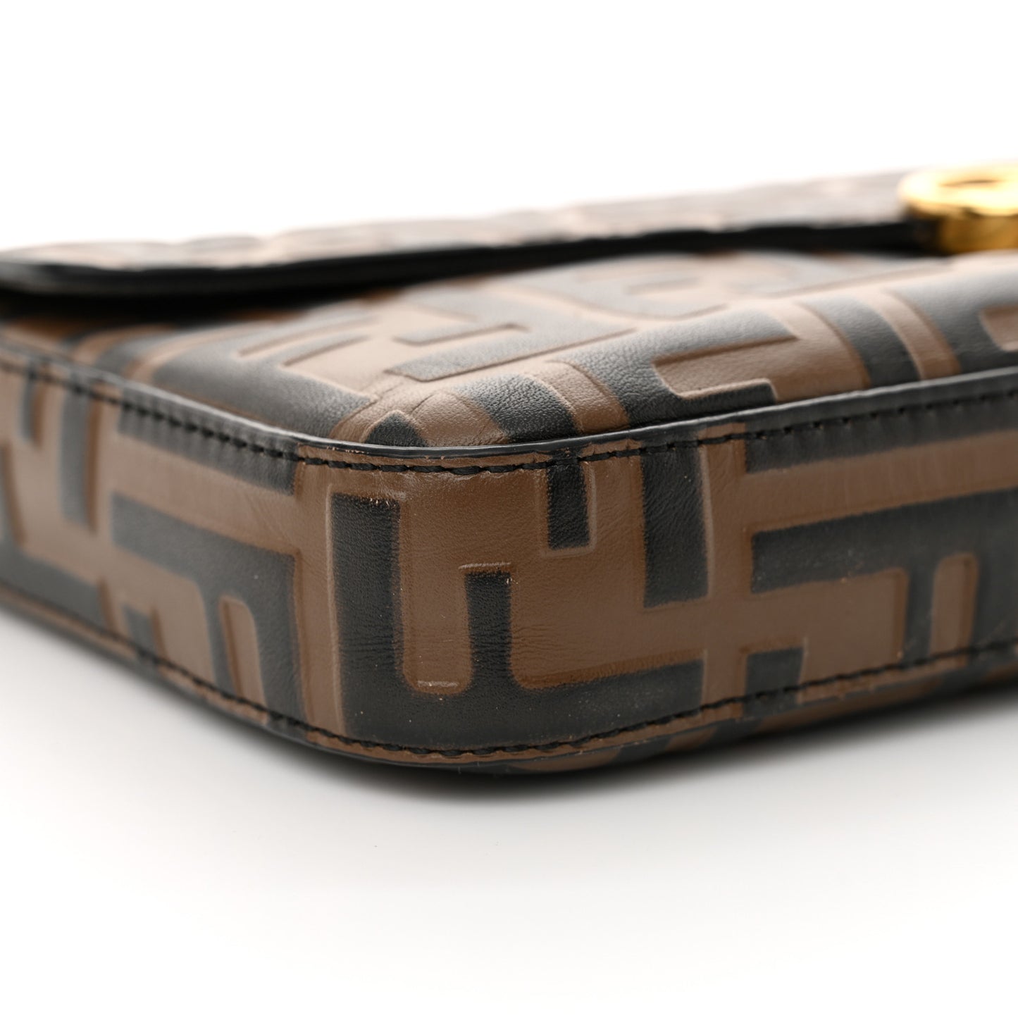 Vitello Soft F is Fendi Bi-Color FF 1974 Embossed Envelope Wallet On Chain with Pouches Maya Black