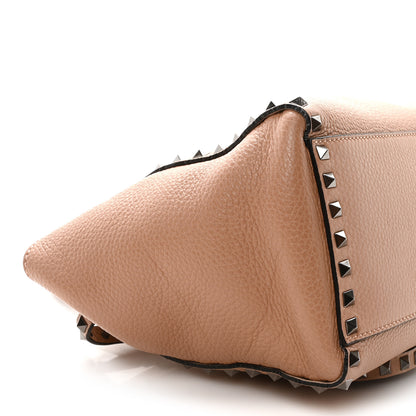Valentino Garavani Pebbled Calfskin Small Rockstud Double Handle Tote Soft Noisette 8 of 9