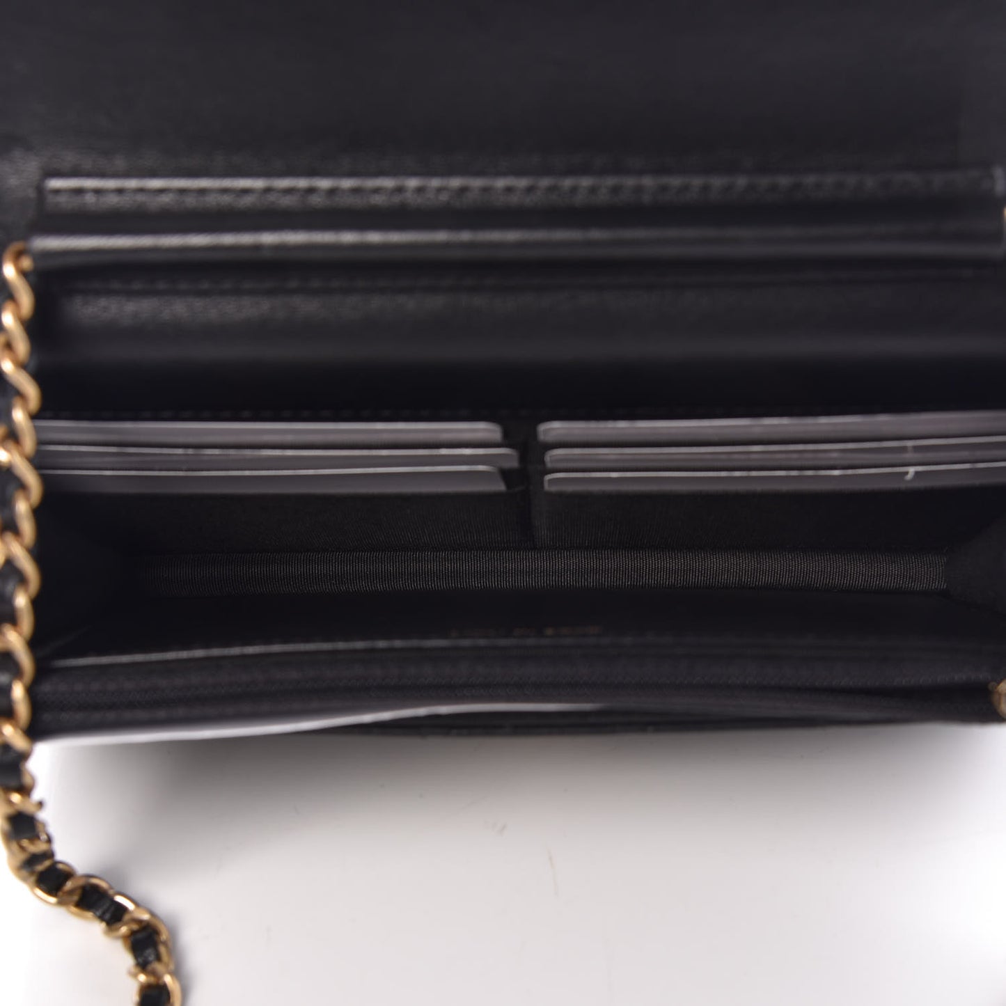 Lambskin Quilted Studded Wallet On Chain WOC Black