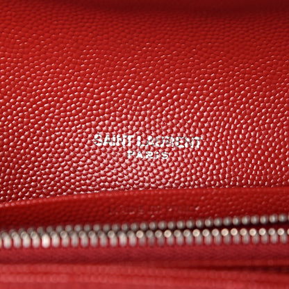 Saint Laurent Grain De Poudre Matelasse Chevron Monogram Flap Wallet Red 6 of 7