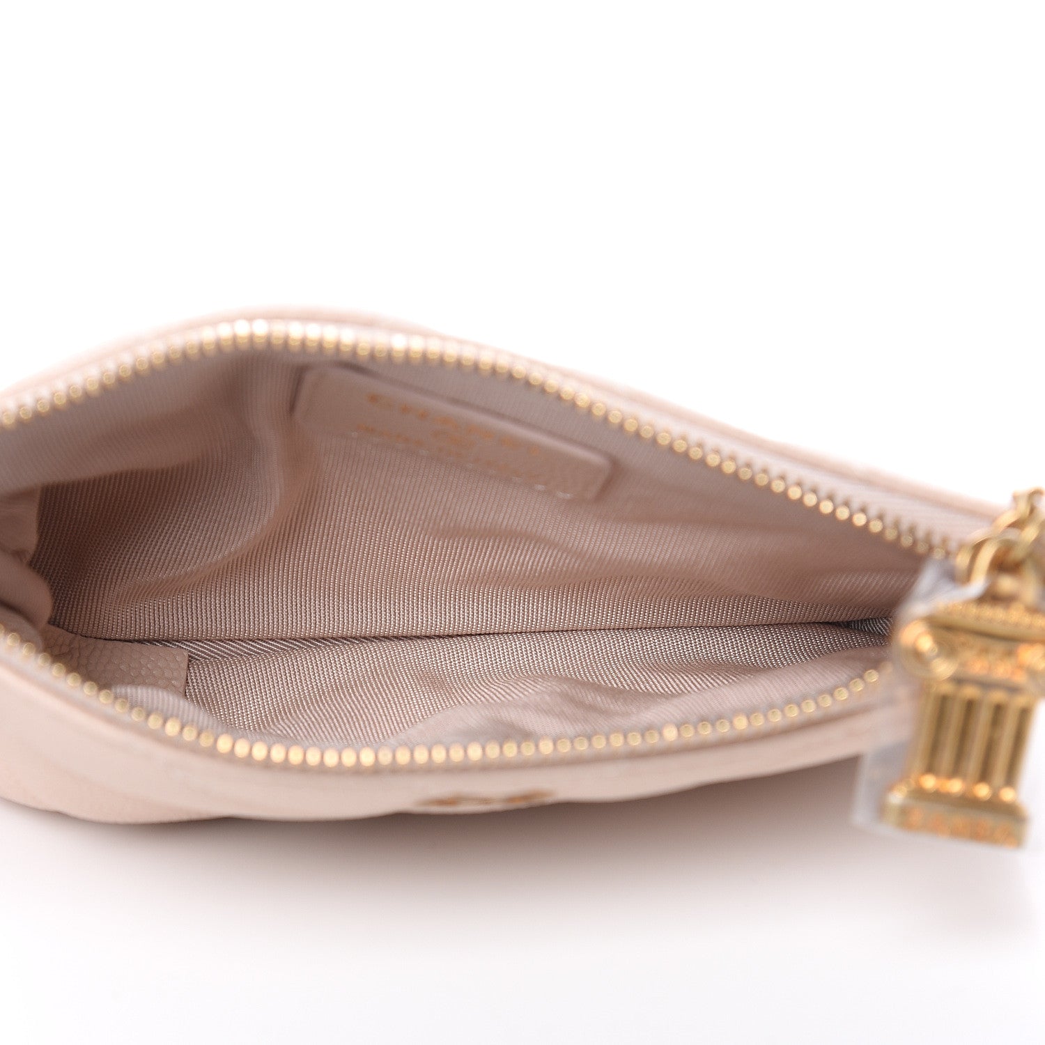 Chanel Caviar Chevron Quilted Small Ancient Greek Charms Cosmetic Case Light Pink 5 of 8