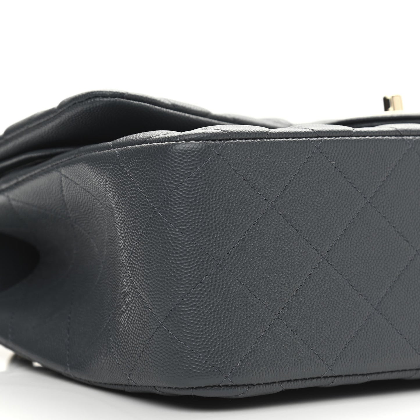 Caviar Quilted Jumbo Double Flap Grey