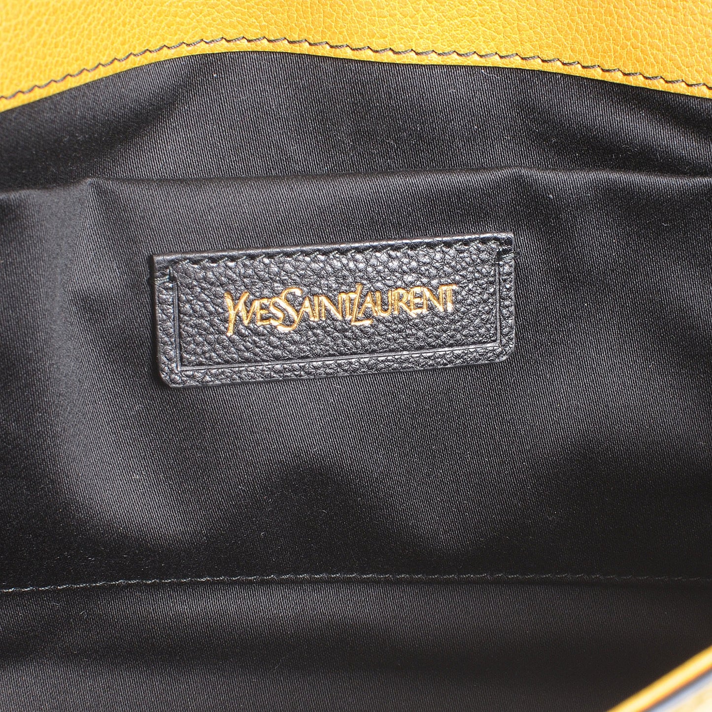 Leather ChYc Bi-Color Clutch Saffron Black