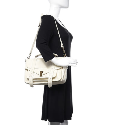 Proenza Schouler Snakeskin Calfskin Embossed Medium PS1 Satchel White 2 of 17