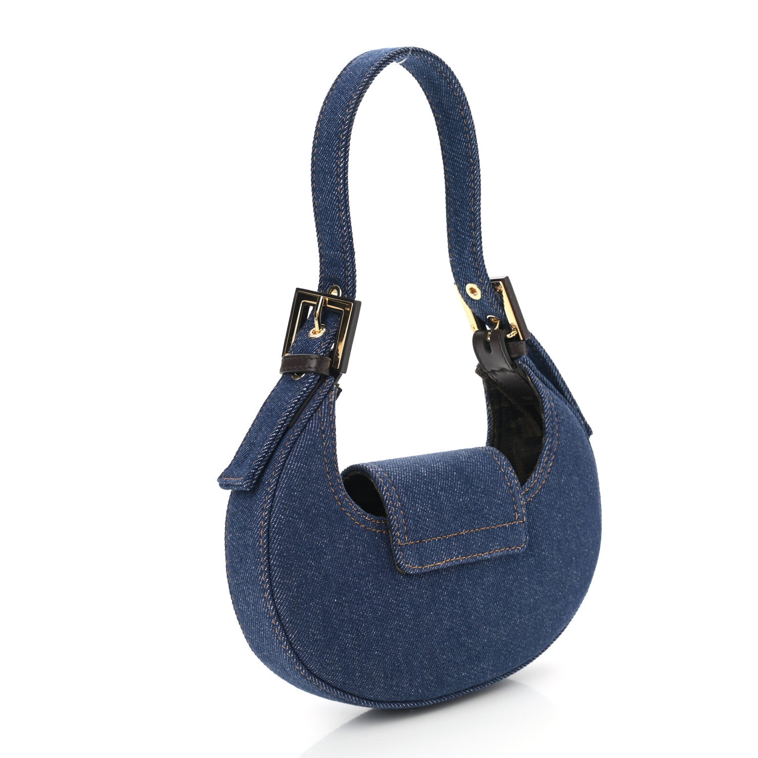 Fendi Denim Vitello King Cuoio Mini Cookie Hobo Bag Blue Ebano 3 of 9