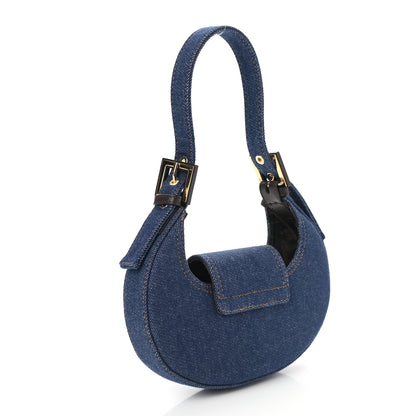 Fendi Denim Vitello King Cuoio Mini Cookie Hobo Bag Blue Ebano 3 of 9