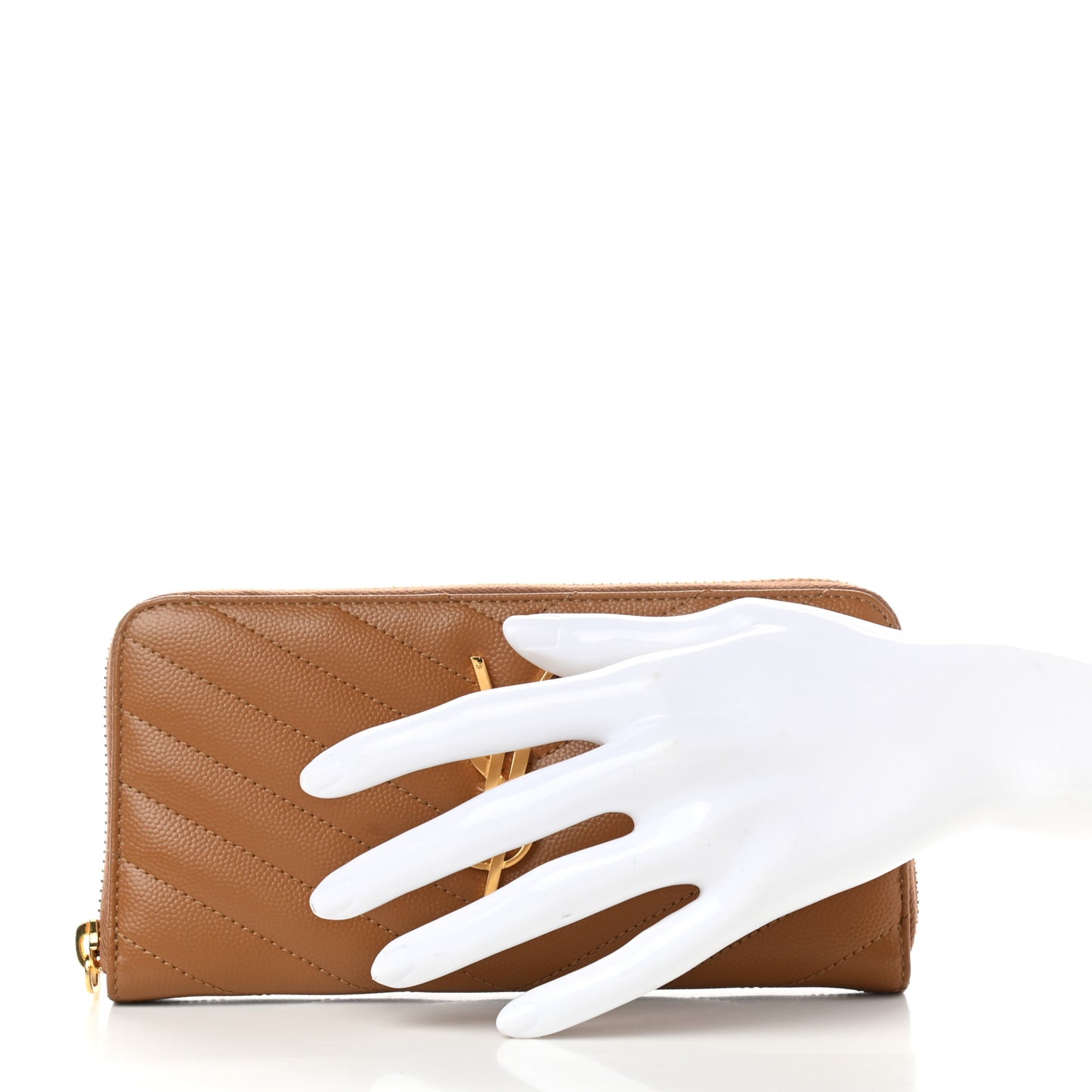 Grain De Poudre Matelasse Chevron Monogram Zip Around Wallet Naturel Dark