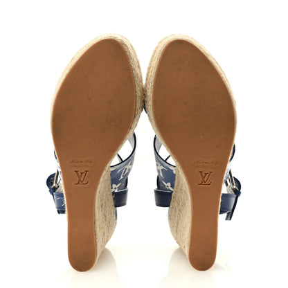 Louis Vuitton Monogram Escale Starboard Wedge Sandal 40 Blue 6 of 11