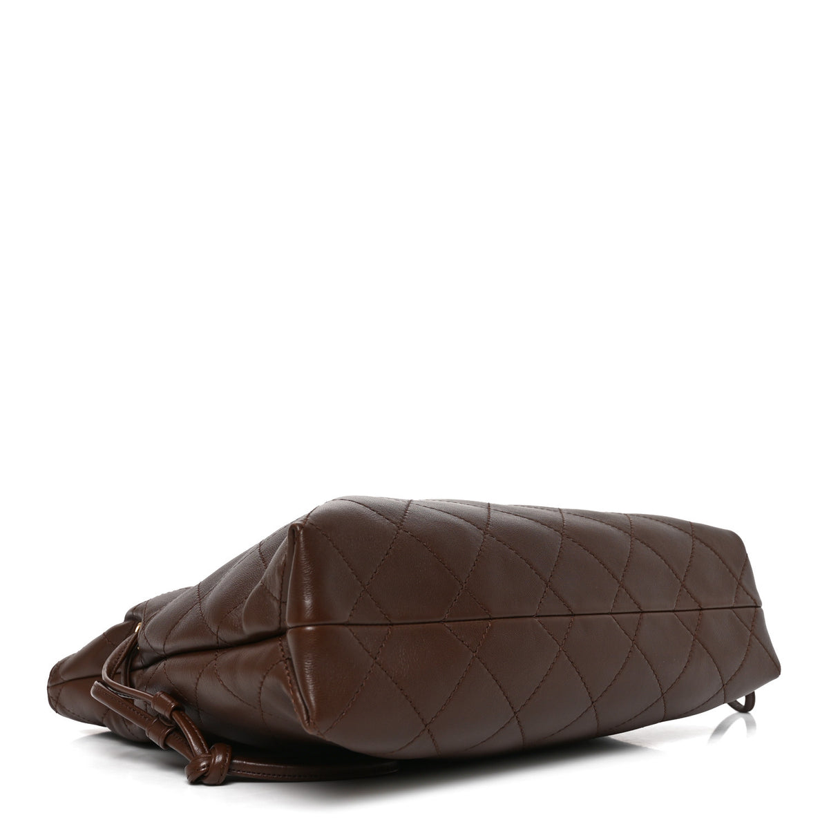Chanel Lambskin Quilted Drawstring Shopping Bag  Dark Brown 4 of 10