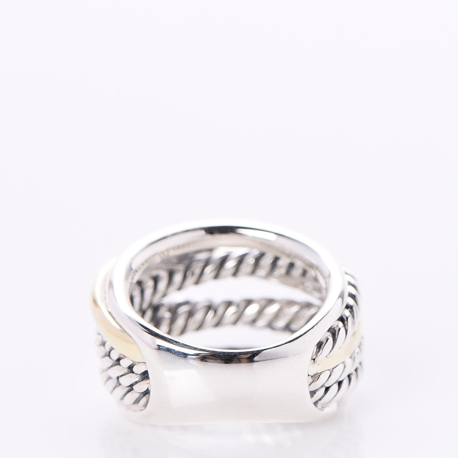 David Yurman Sterling Silver 14K Yellow Gold Crossover Ring 51.9 6 4 of 5
