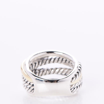 David Yurman Sterling Silver 14K Yellow Gold Crossover Ring 51.9 6 4 of 5