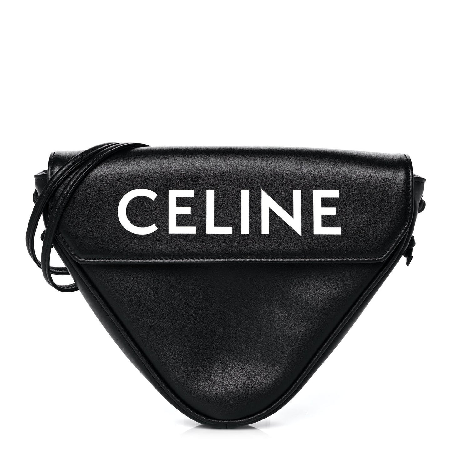 Smooth Calfskin Triangle Crossbody Bag Black