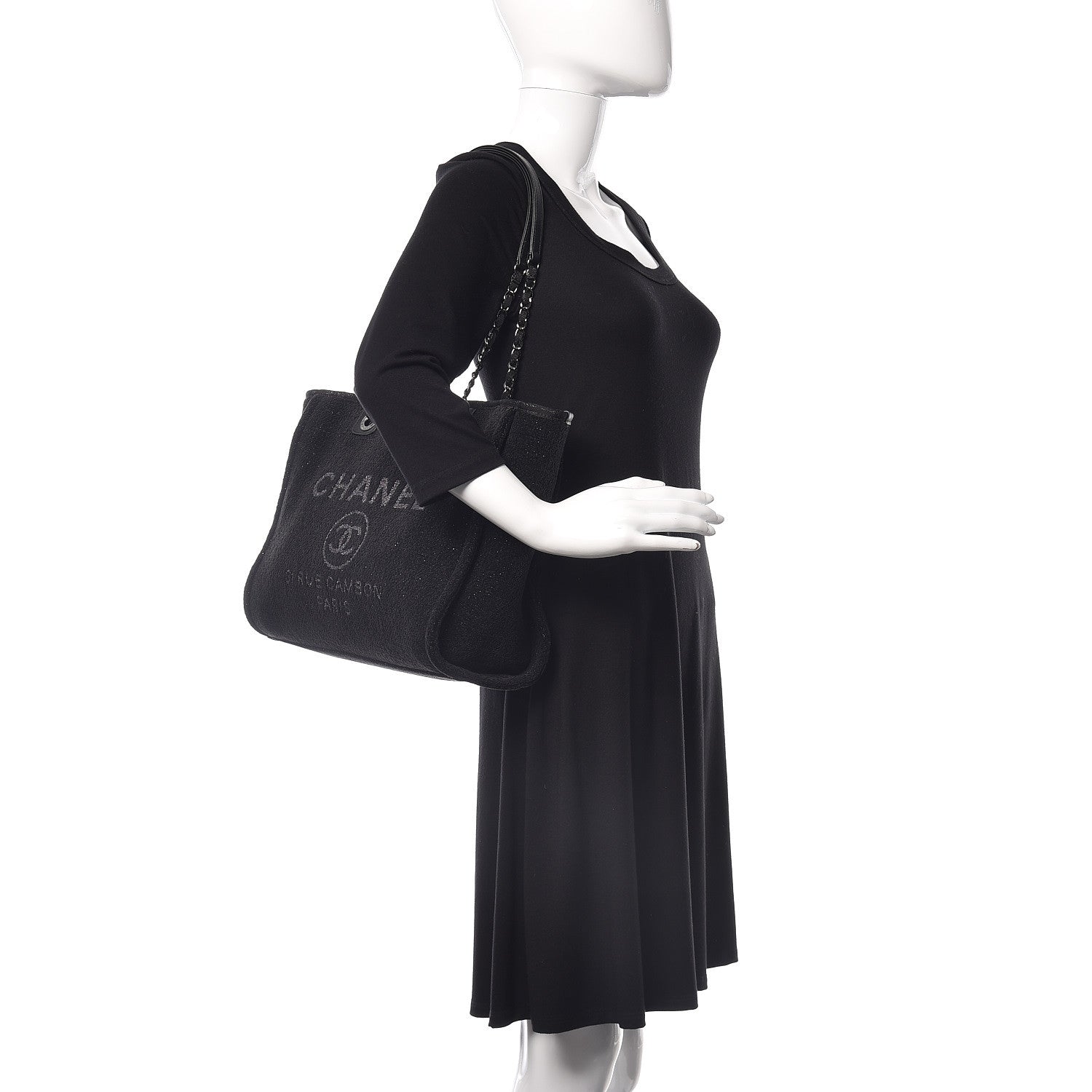 Chanel Lurex Boucle Small Deauville Tote Black 2 of 10