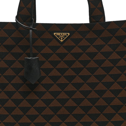Prada Jacquard Saffiano Triangolo Symbole Embroidered Shopping Tote Black Corda 8 of 10