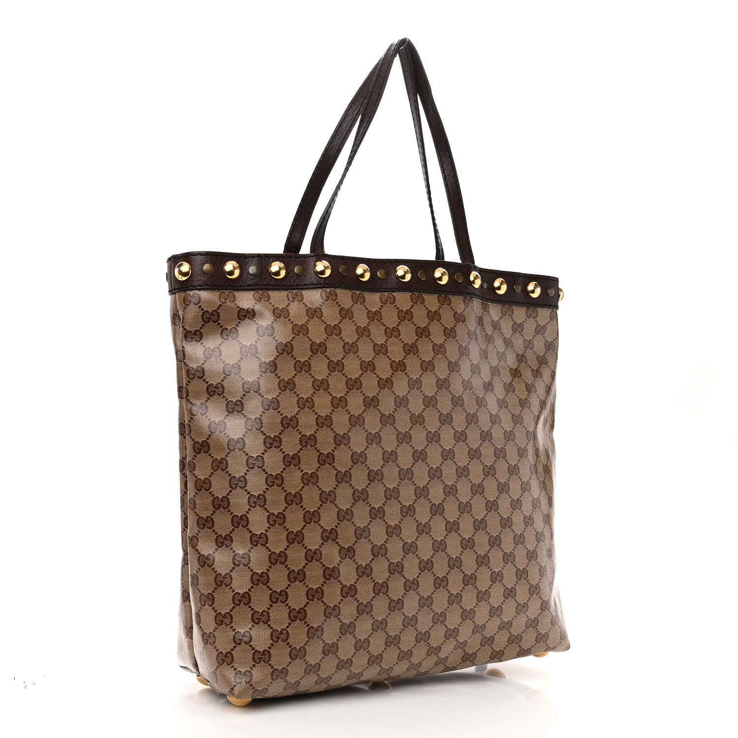 Gucci Crystal Monogram Large Babouska Vertical Shopping Tote Brown 3 of 12