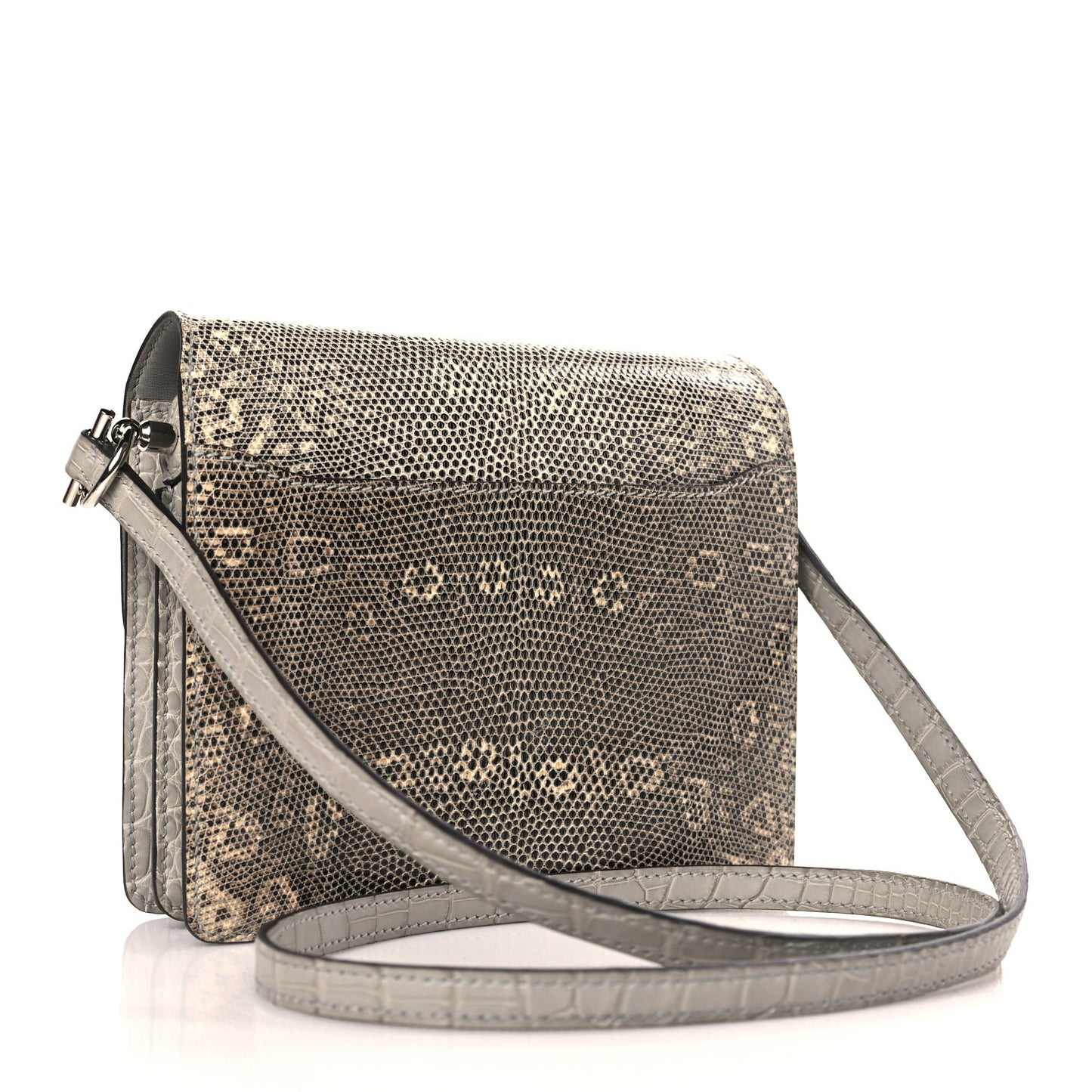Matte Alligator Lizard Mini Sac Roulis Ombre Gris Perle