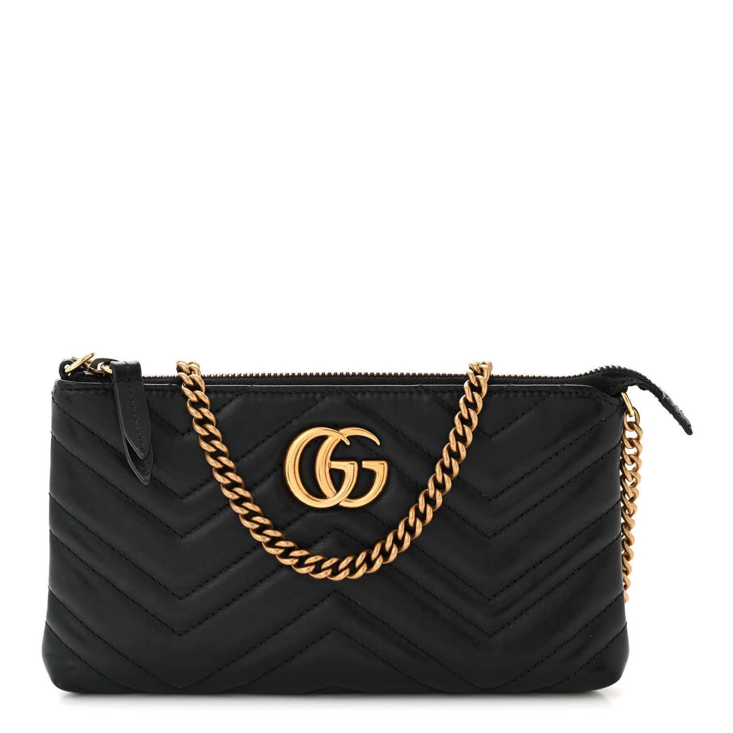 Calfskin Matelasse Mini GG Marmont Chain Bag Black
