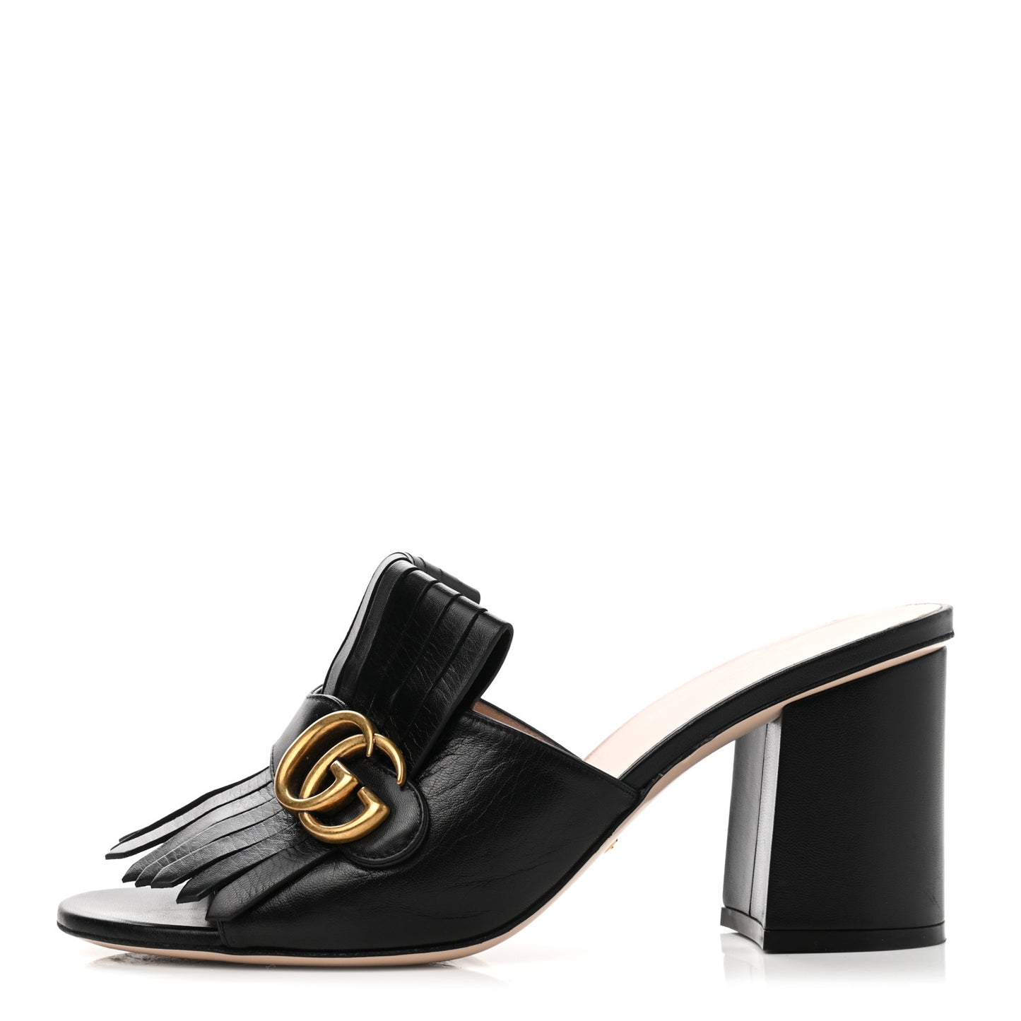 Malaga Kid GG Marmont Fringe 75mm Slide Sandals 39 Black