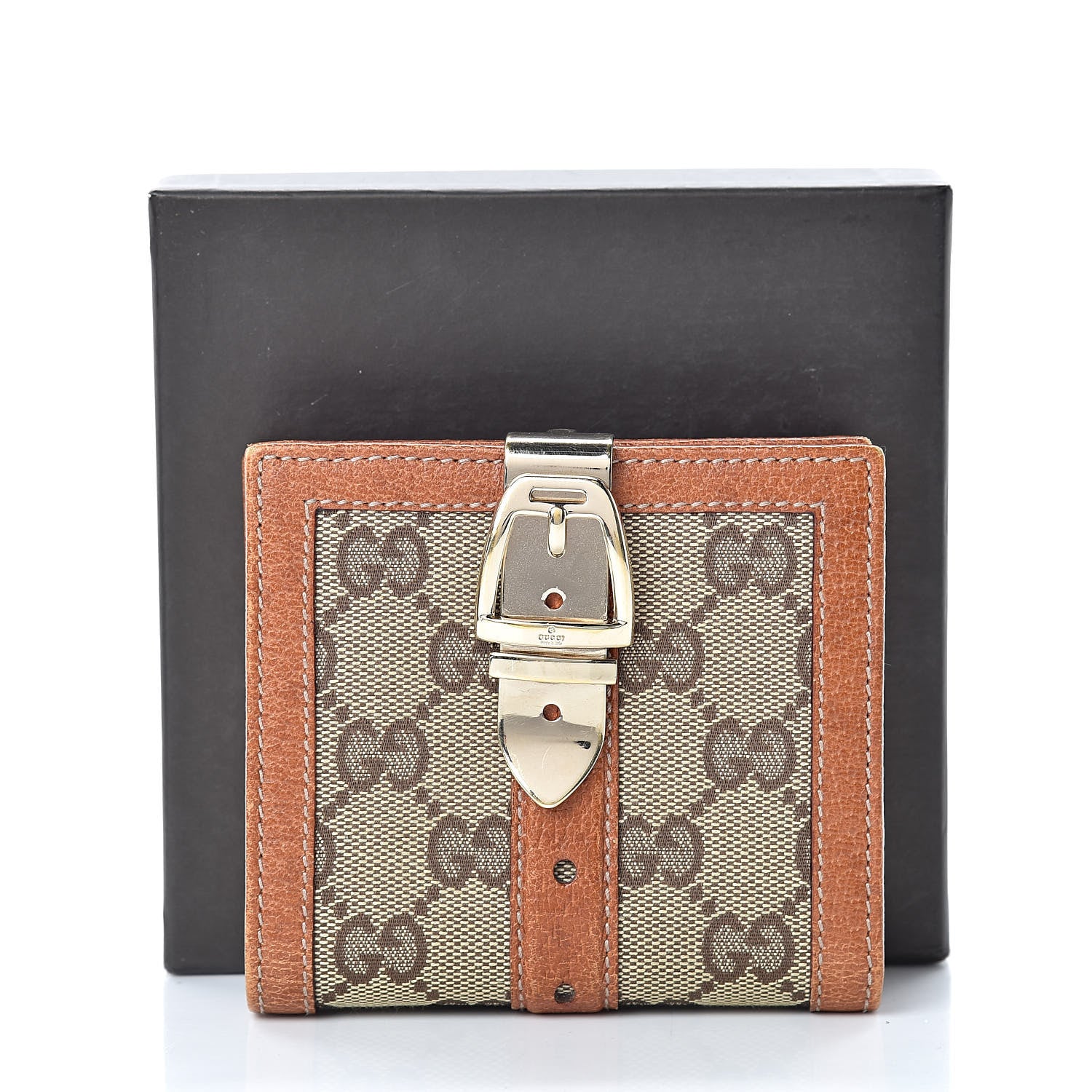 Gucci Monogram Buckle Compact Wallet Brown 16 of 16