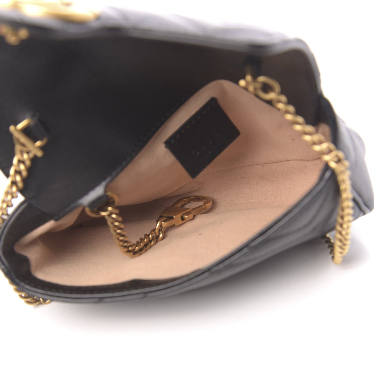 Calfskin Matelasse Super Mini GG Marmont Shoulder Bag Black