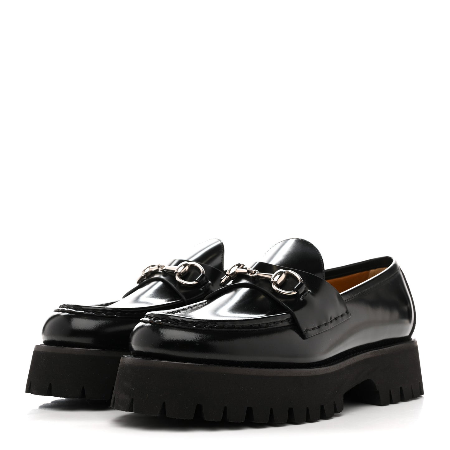 Cordovan Lux Womens Horsebit 45mm Platform Loafers 39.5 Black