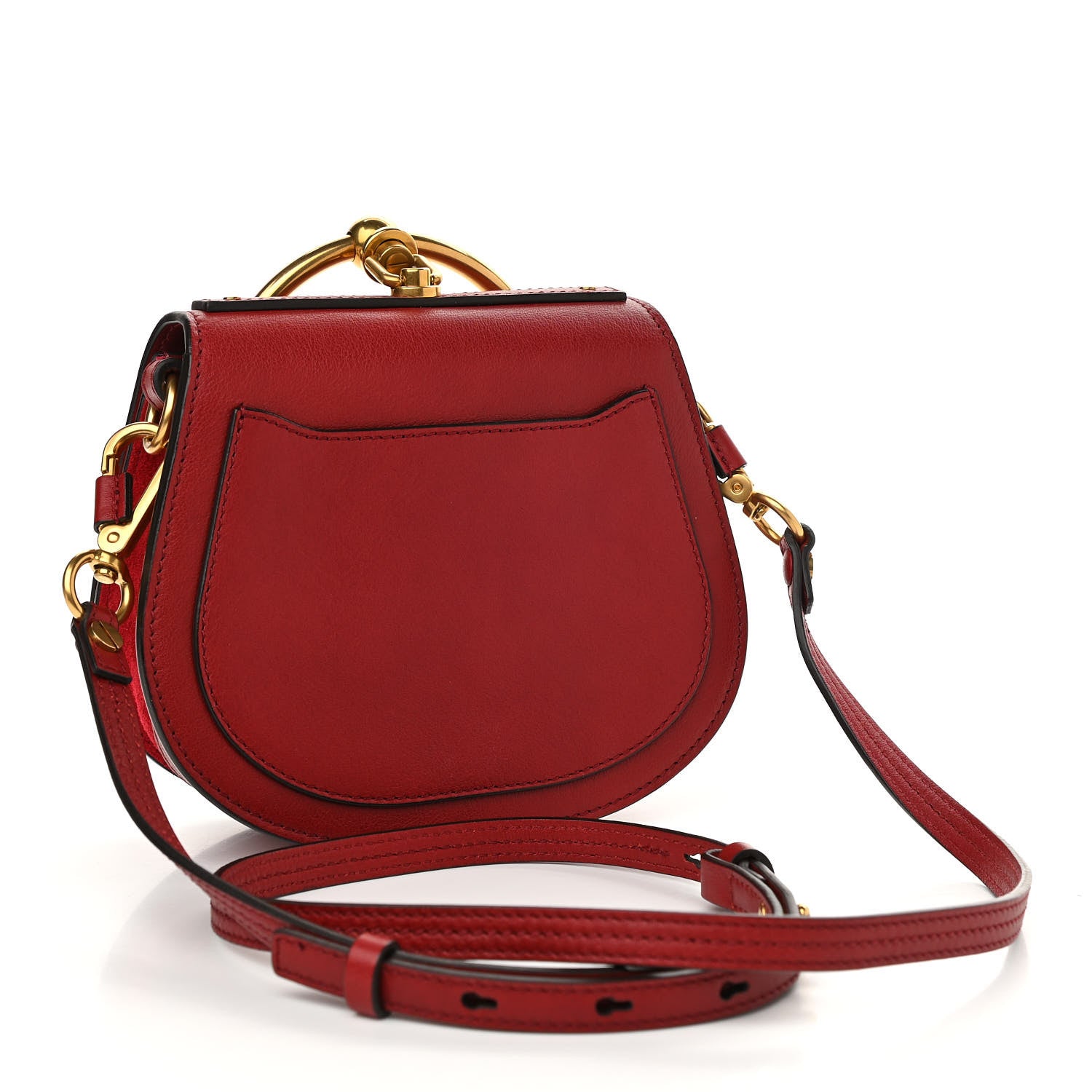 Chloe Calfskin Suede Small Nile Bracelet Bag Intense Red 3 of 11