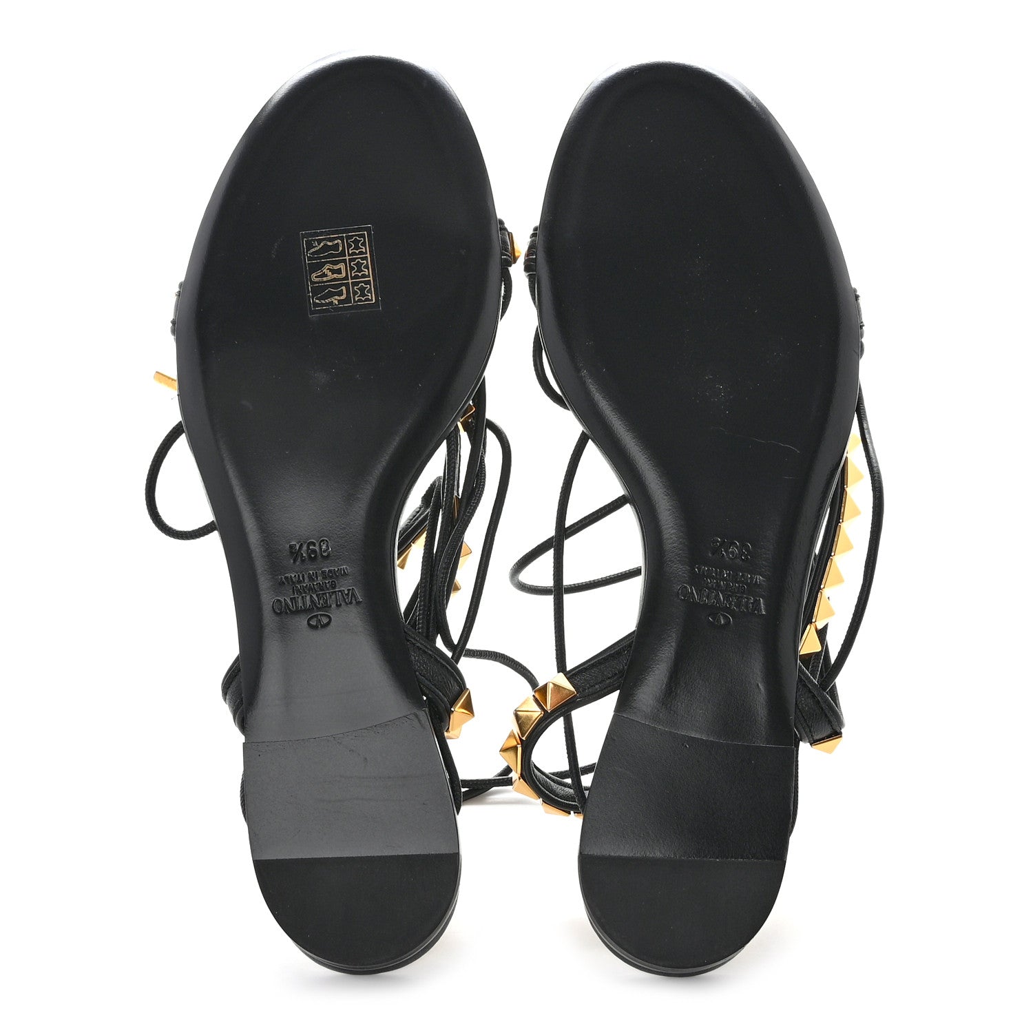 Valentino Garavani Calfskin Rockstud No Limit Gladiator Flat Sandals 39.5 Black 5 of 9