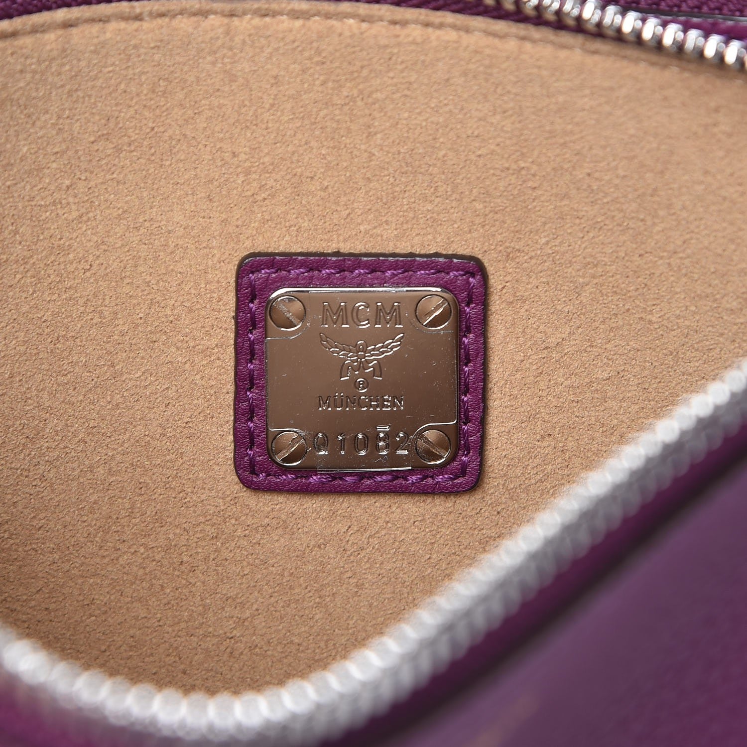 MCM Grained Calfskin Milla Double Crossbody Bag Purple 7 of 12
