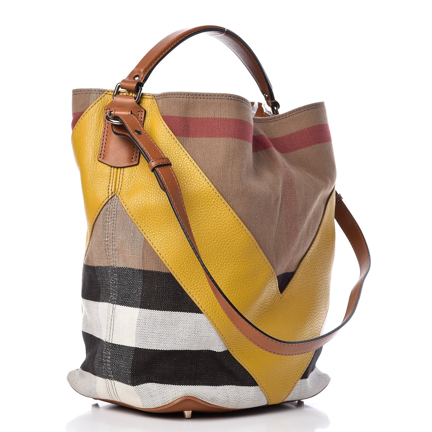 Burberry Canvas Mega Check Calfskin Chevron Medium Hobo Multicolor 4 of 14