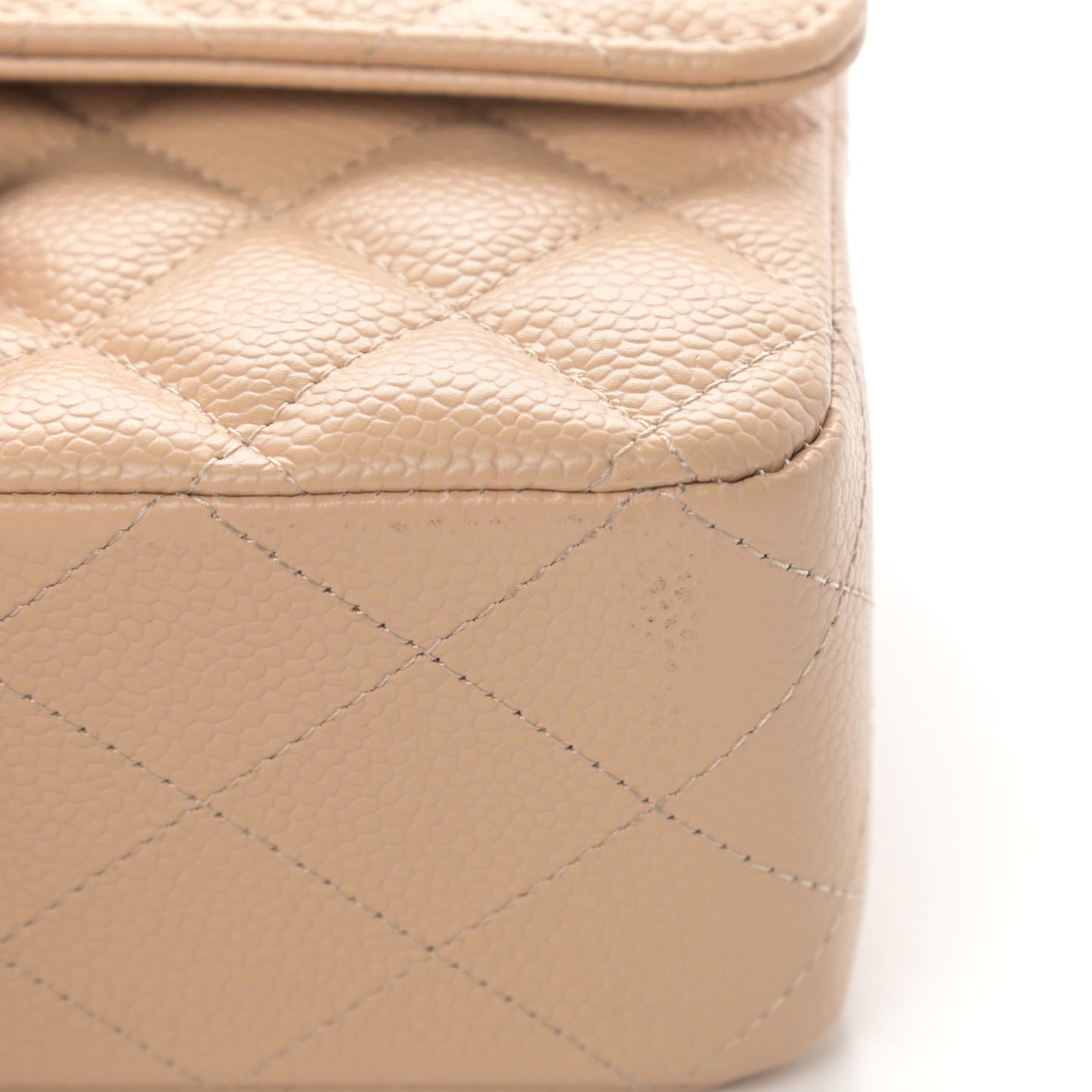 Caviar Quilted Medium Double Flap Beige Clair
