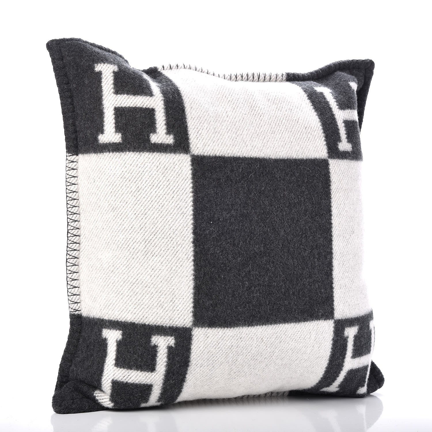 Hermes Wool Cashmere Avalon Pillow PM Ecru Gris Fonce 3 of 5
