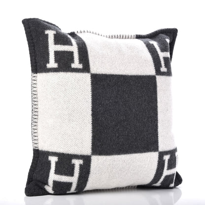 Hermes Wool Cashmere Avalon Pillow PM Ecru Gris Fonce 3 of 5