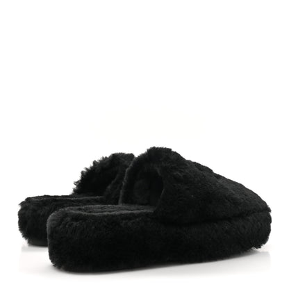 Chanel Shearling CC Flat Mules 38 Black 4 of 15