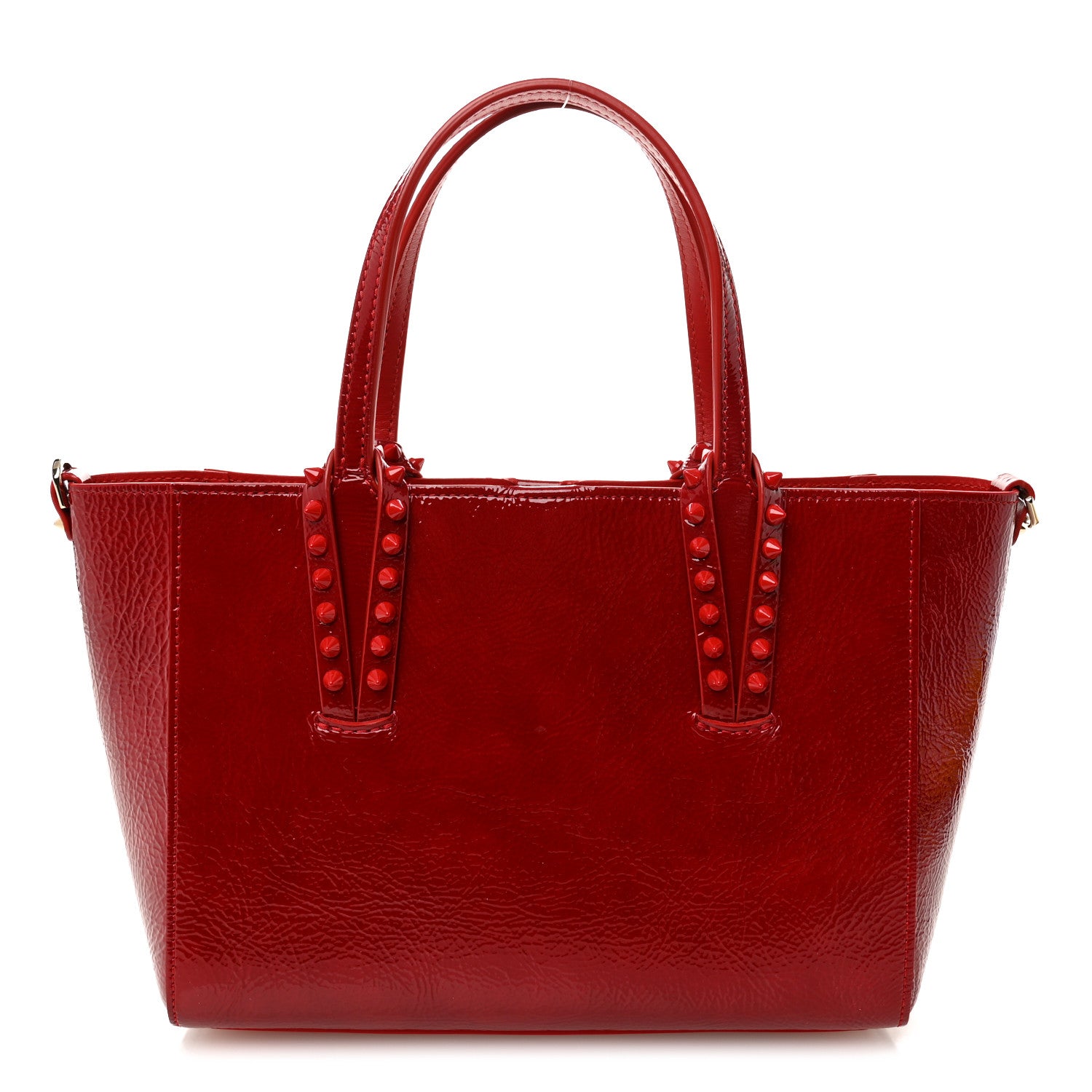 Christian Louboutin Patent Calfskin Spikes Mini East West Cabata Tote Red 1 of 13
