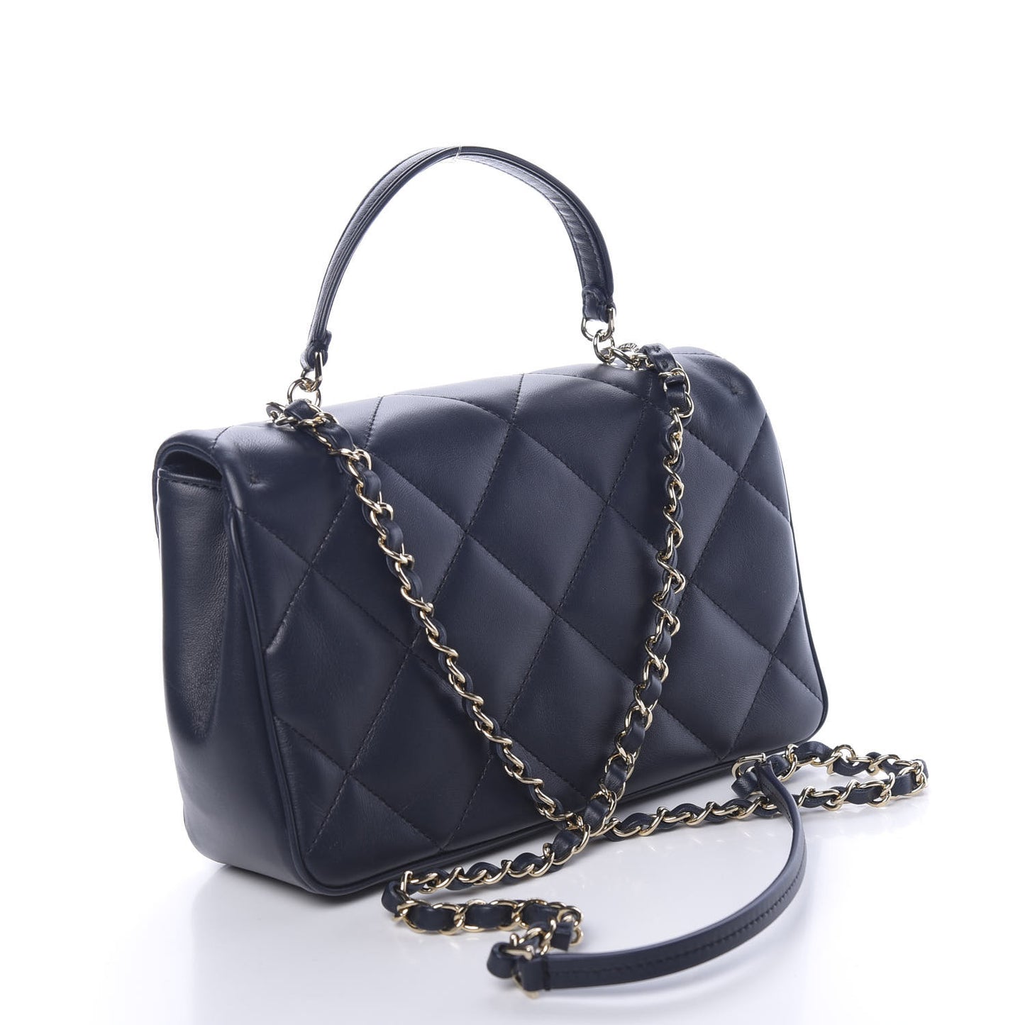 Lambskin Quilted Easy Carry Flap Navy