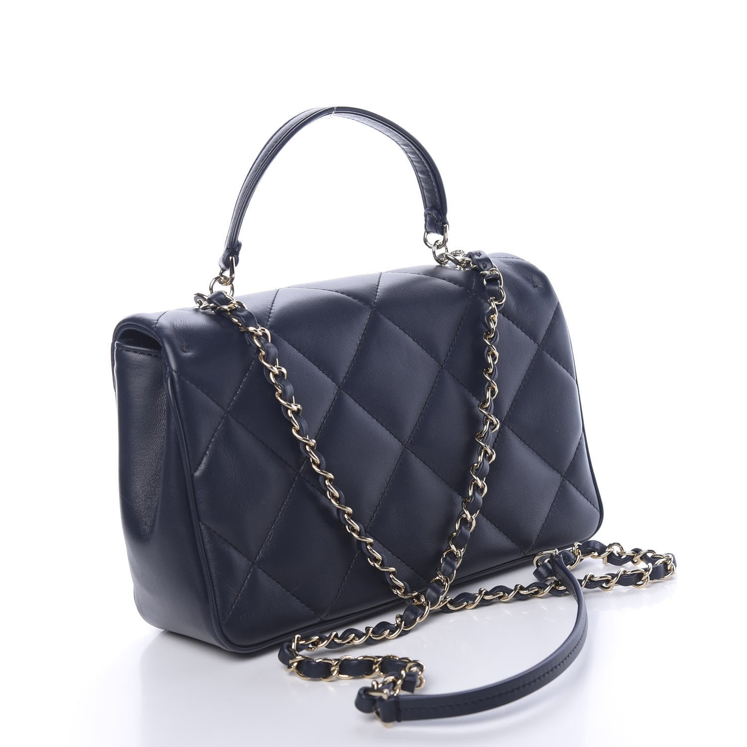 Chanel Lambskin Quilted Easy Carry Flap Navy 3 of 11