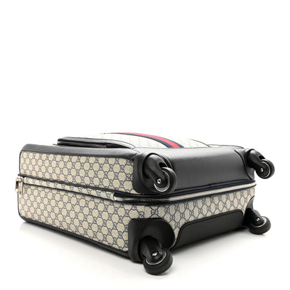 Gucci GG Supreme Monogram Textured Dollar Calfskin Web Savoy Cabin Plus Trolley Beige Blue 3 of 9