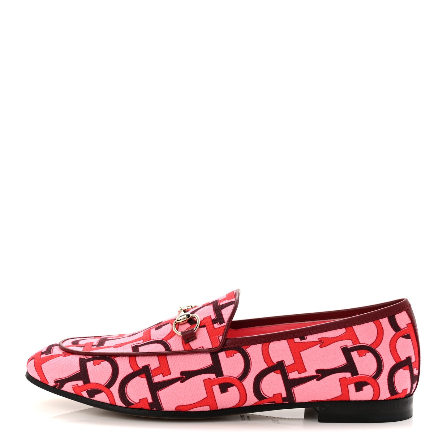 Betis Glamour Canvas Horsebit Print Womens Jordaan Loafers 39.5 Pink Rosso Ancora