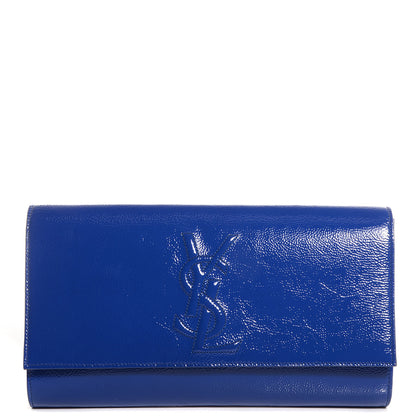 Saint Laurent Textured Patent Belle De Jour Clutch Large Royal Blue 1 of 13