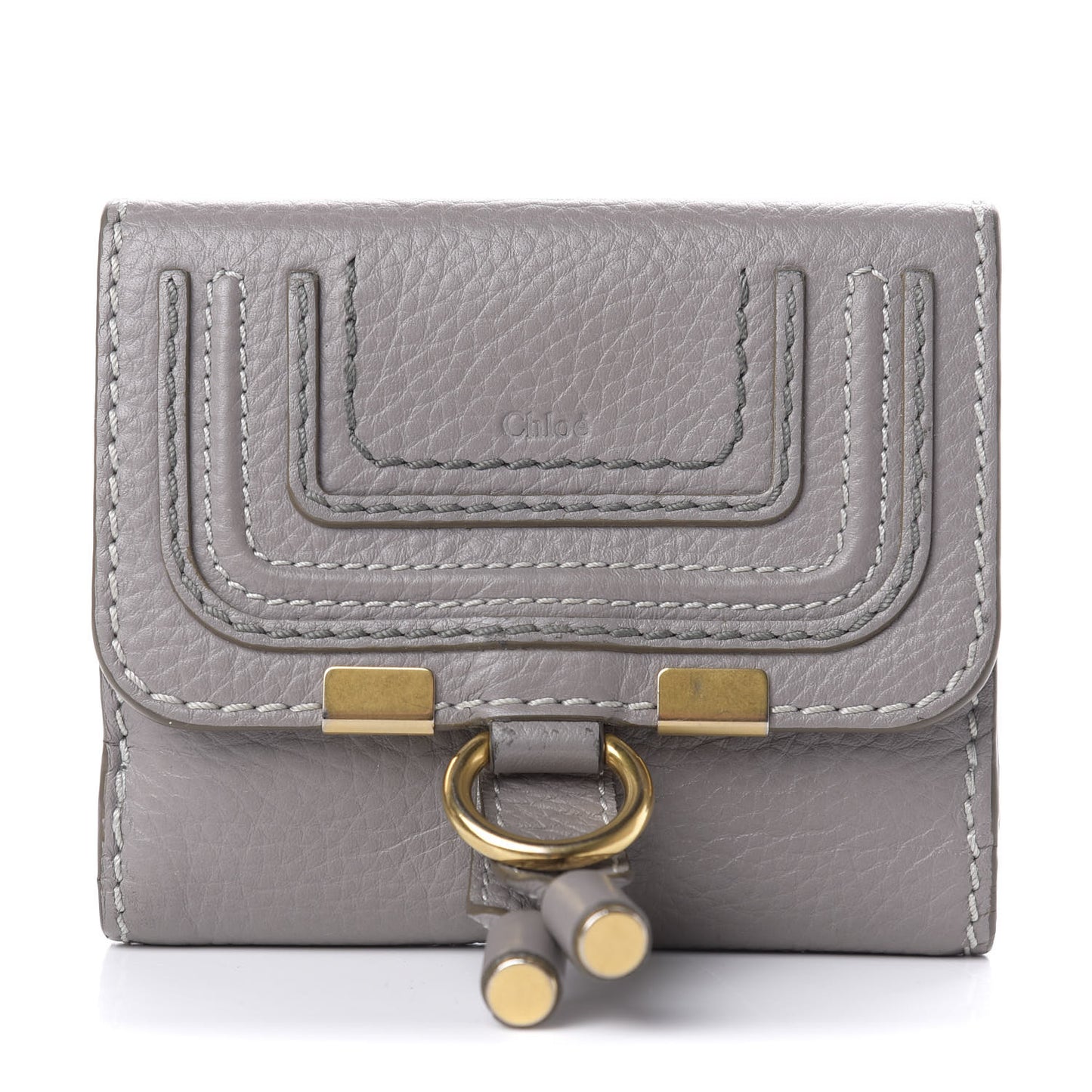 Grained Calfskin Marcie Square Wallet Cashmere Grey