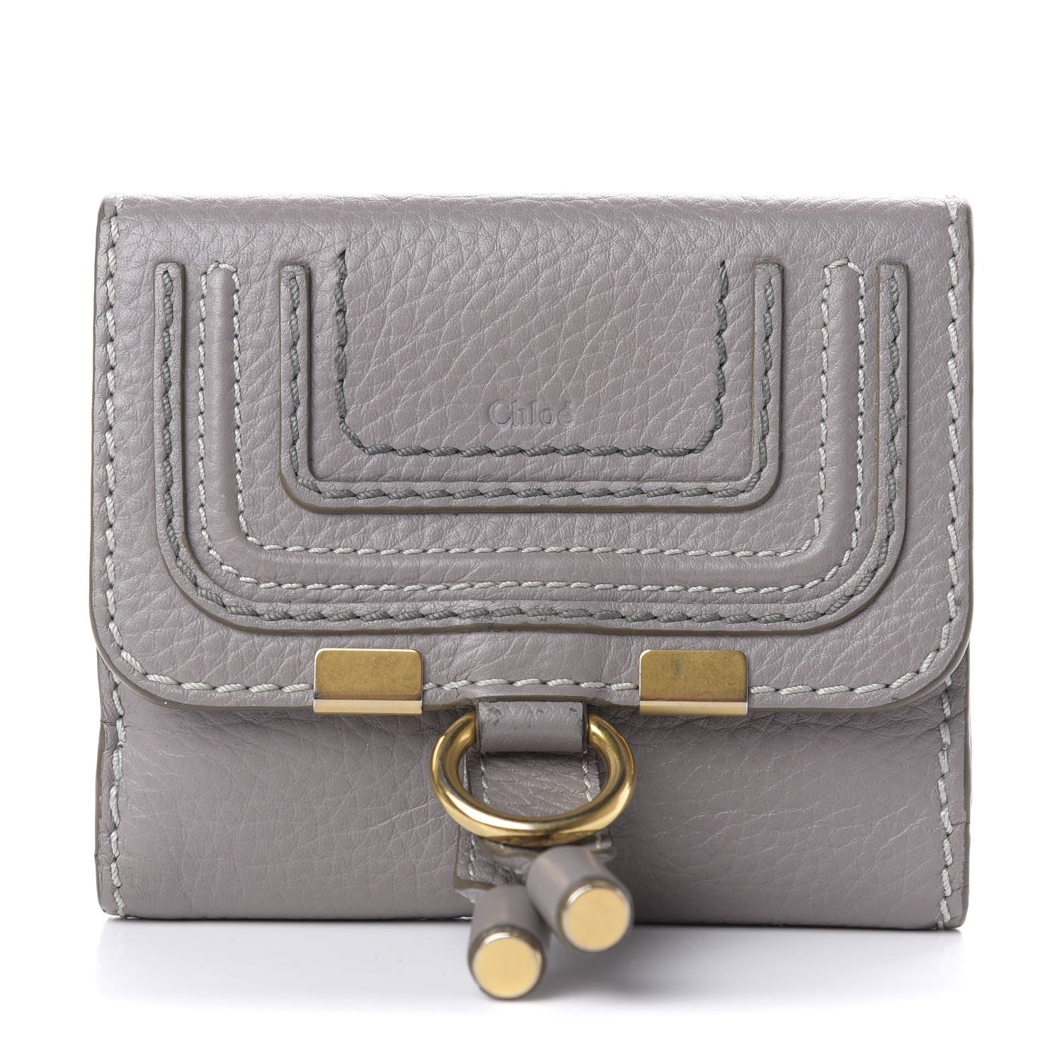 Chloe Grained Calfskin Marcie Square Wallet Cashmere Grey 1 of 7