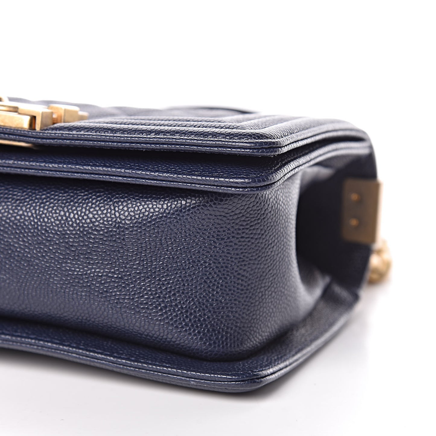 Caviar Quilted Small Boy Flap Navy