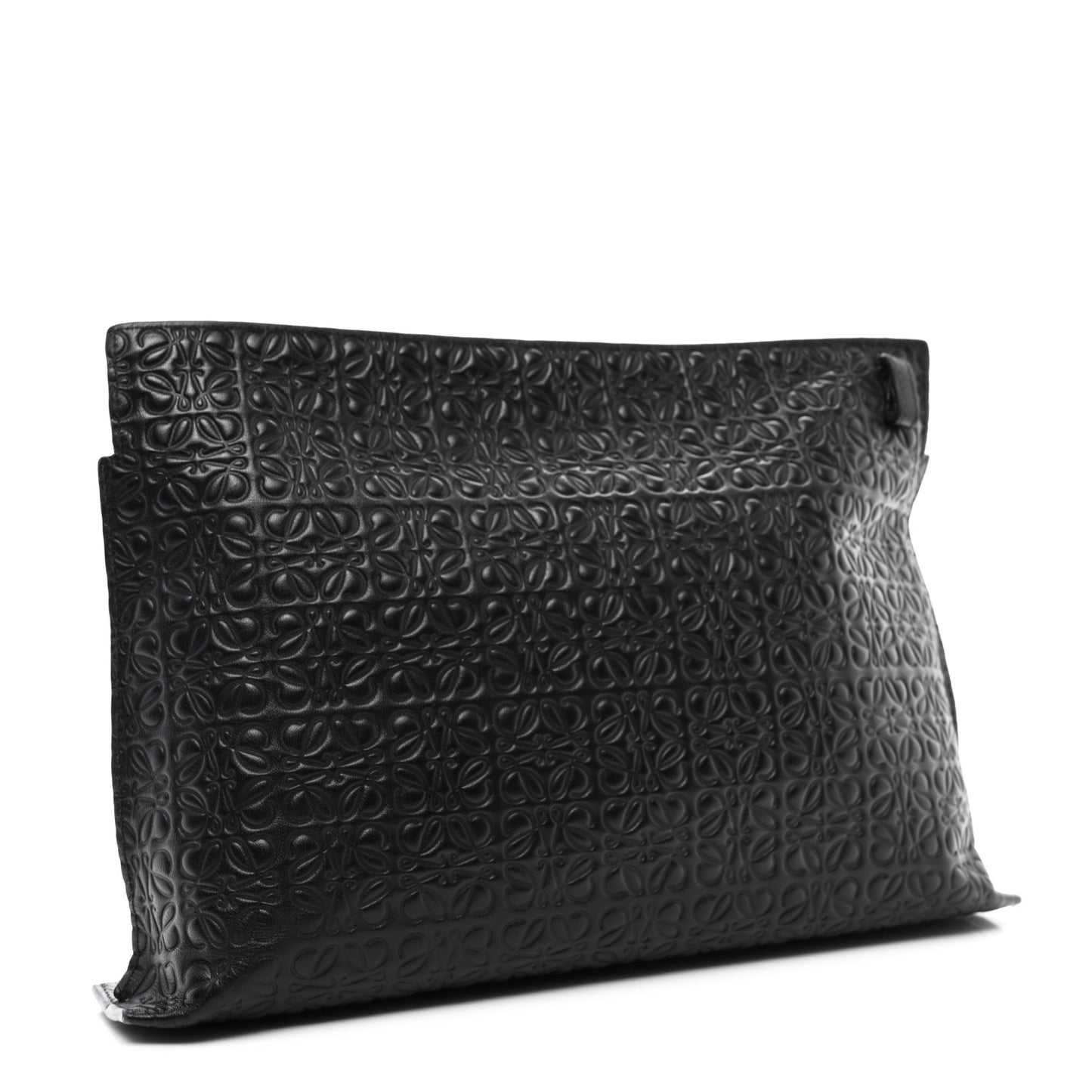 Calfskin Embossed Repeat T Pouch Black