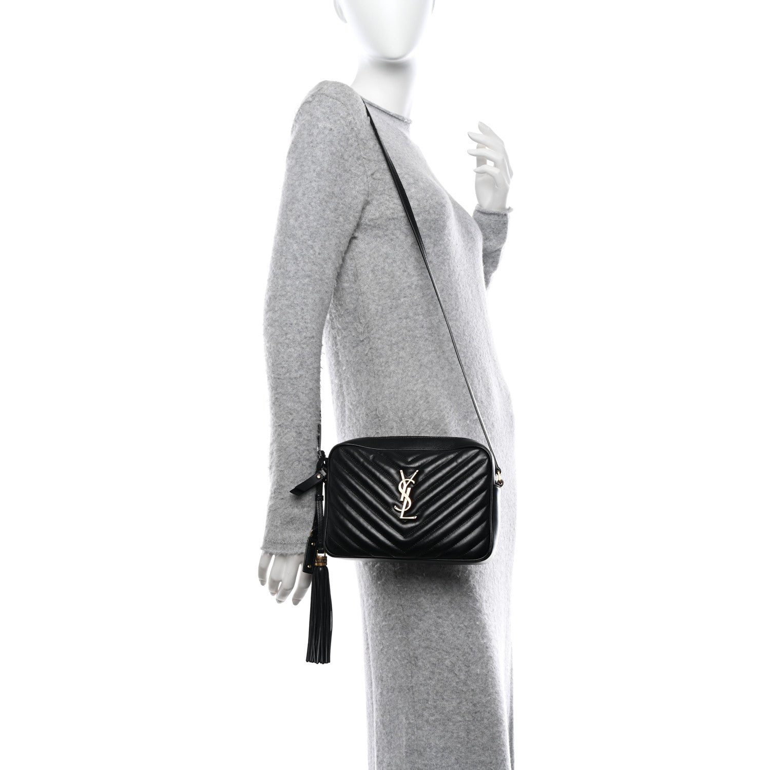 Saint Laurent SAINT LAURENT Calfskin Matelasse Monogram Lou Camera Bag Black 2 of 10