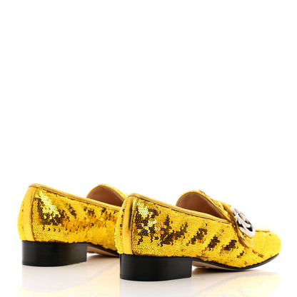Gucci Sequin Satin Matelasse GG Marmont Moccasin Loafers 35.5 Gold Yellow Giallo Oro Vecchio 4 of 13