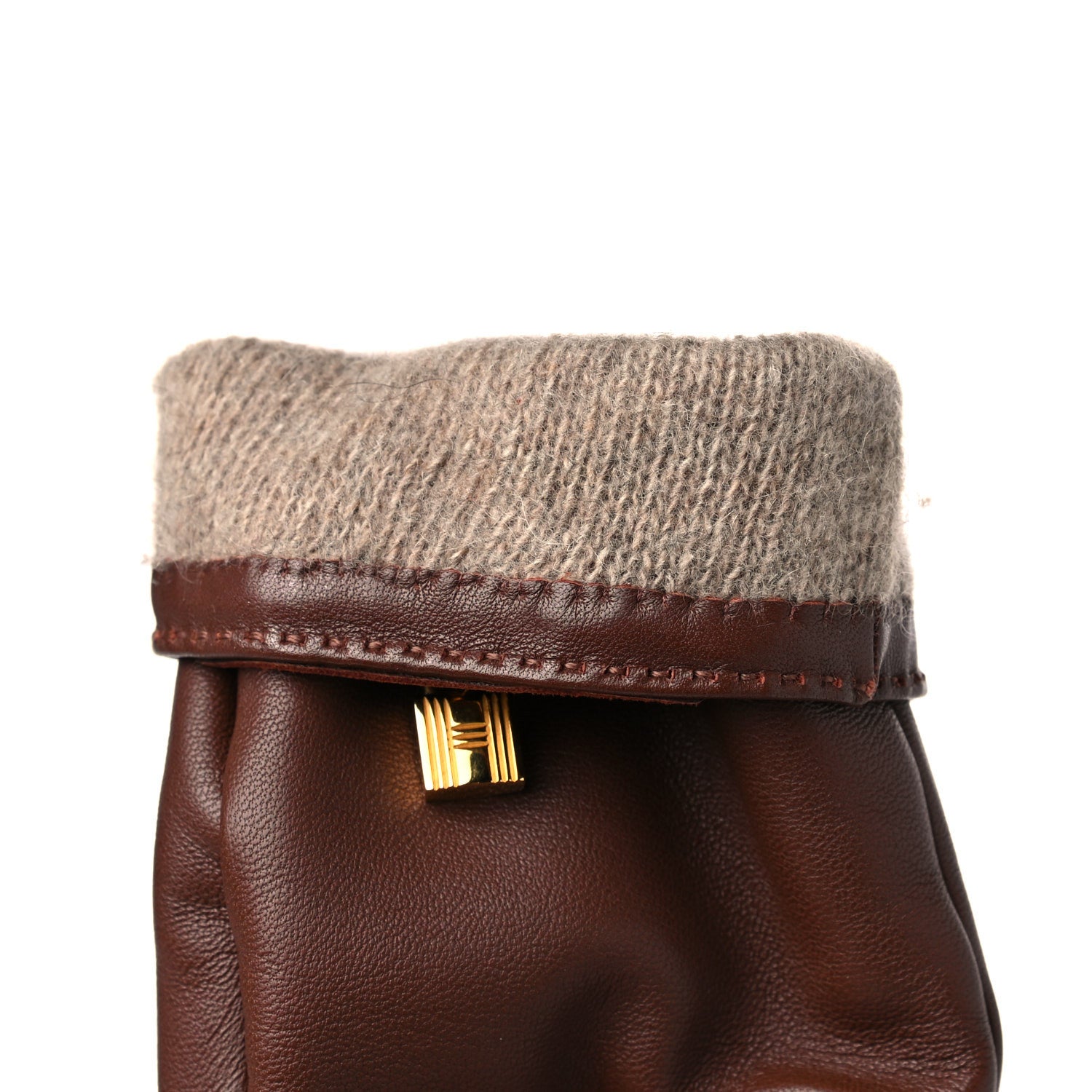 Hermes Lambskin Soya Kelly Lock Gloves 7.5 Brown 5 of 10