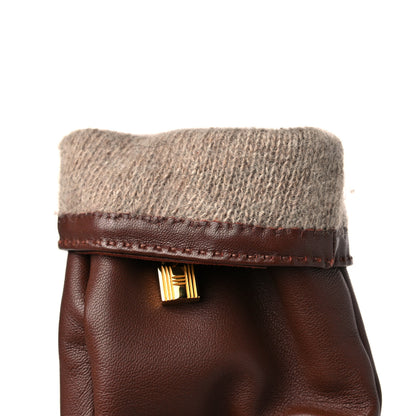 Hermes Lambskin Soya Kelly Lock Gloves 7.5 Brown 5 of 10