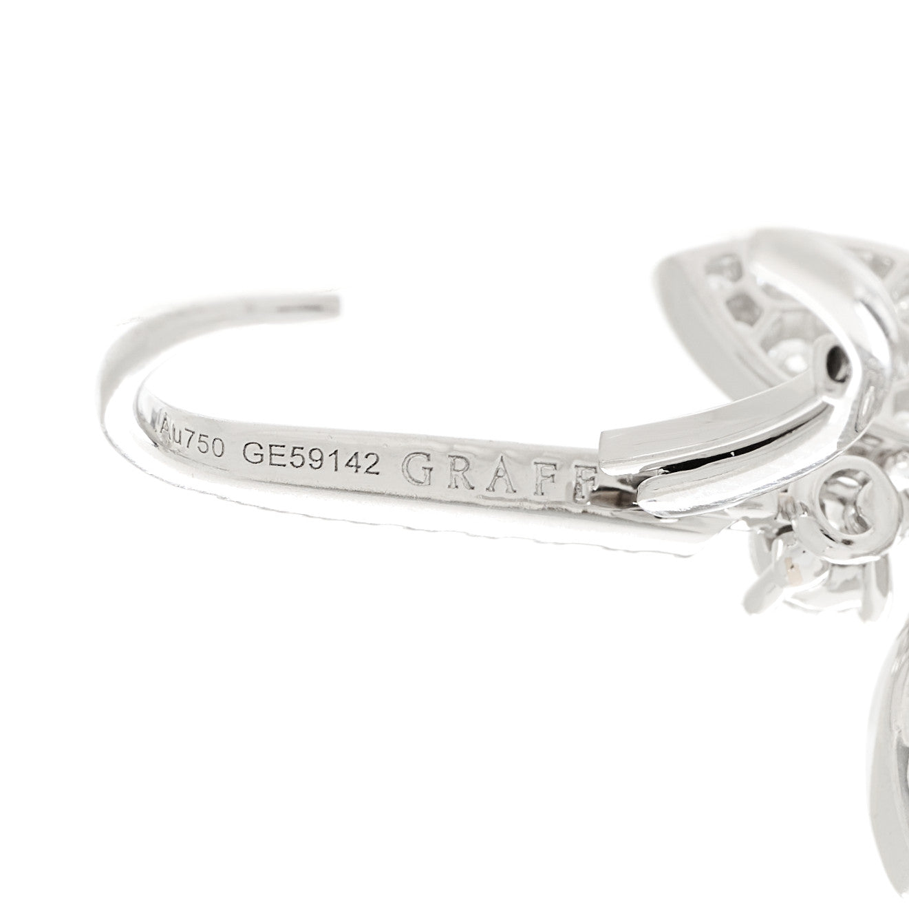 Graff 18K White Gold Diamond Pave Mini Butterfly Drop Earrings 4 of 5